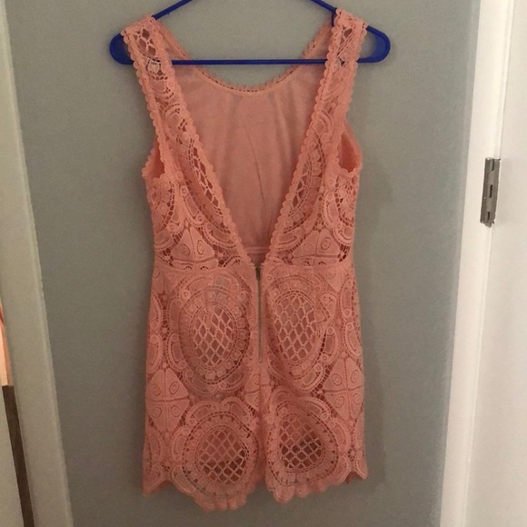 Peach Lace Detail Dress - Picture 2 of 5
